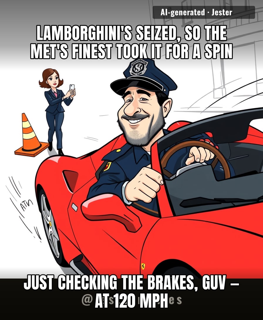 Nothing says 'community policing' like a £3.7M Ferrari and a traffic cone to dodge.