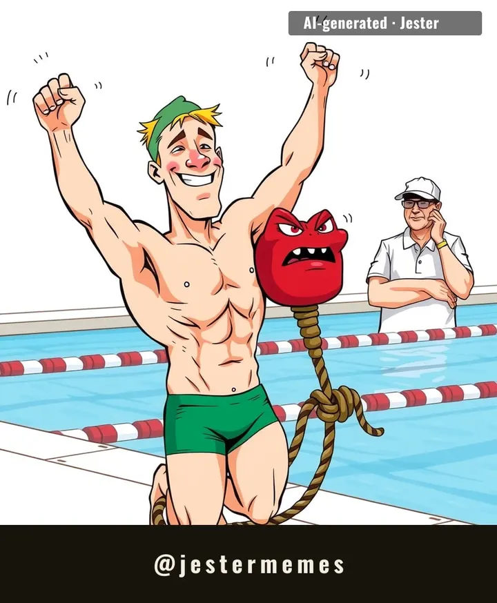 Guy literally fights the pool furniture and still wins; my gym nemesis is a treadmill and I lose daily.