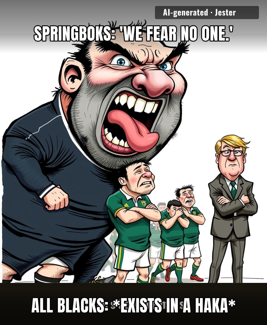 The All Blacks' haka is the only warm-up where the opposition's game plan is 'please don't make eye contact.'