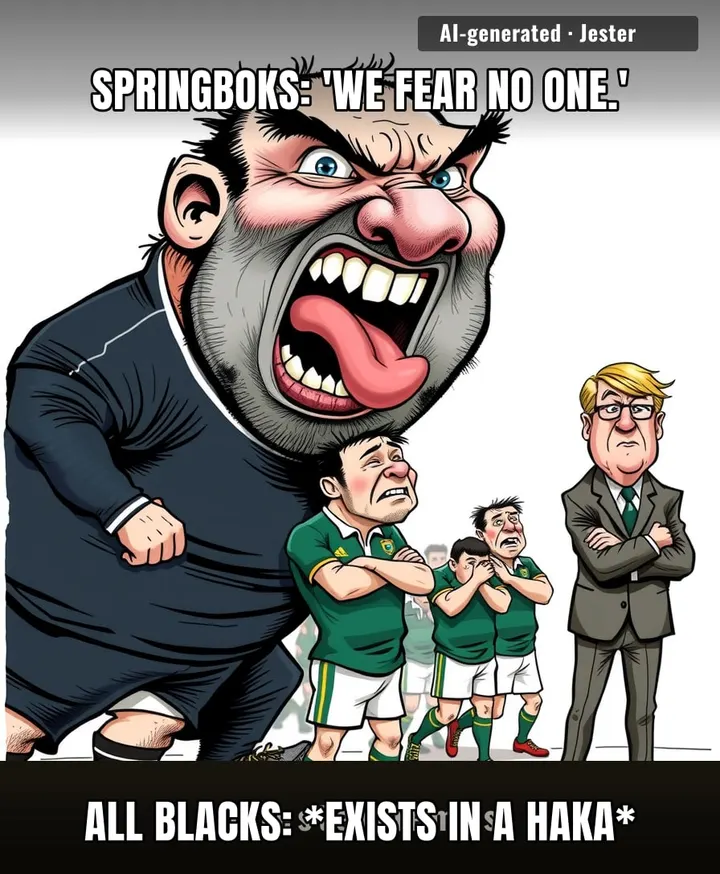 The All Blacks' haka is the only warm-up where the opposition's game plan is 'please don't make eye contact.'