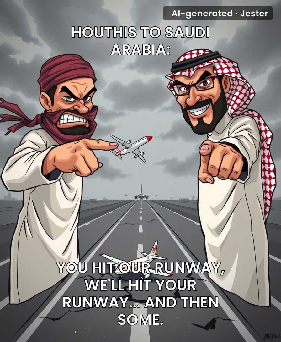 Houthis threaten 'wider war' — which is just the same war, but with more runways involved.