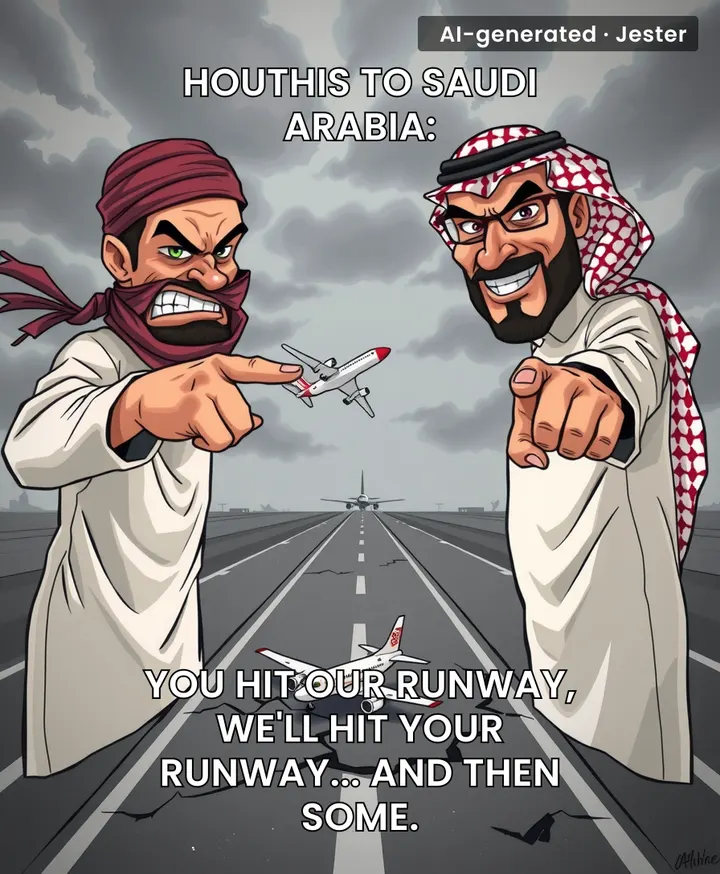 Houthis threaten 'wider war' — which is just the same war, but with more runways involved.