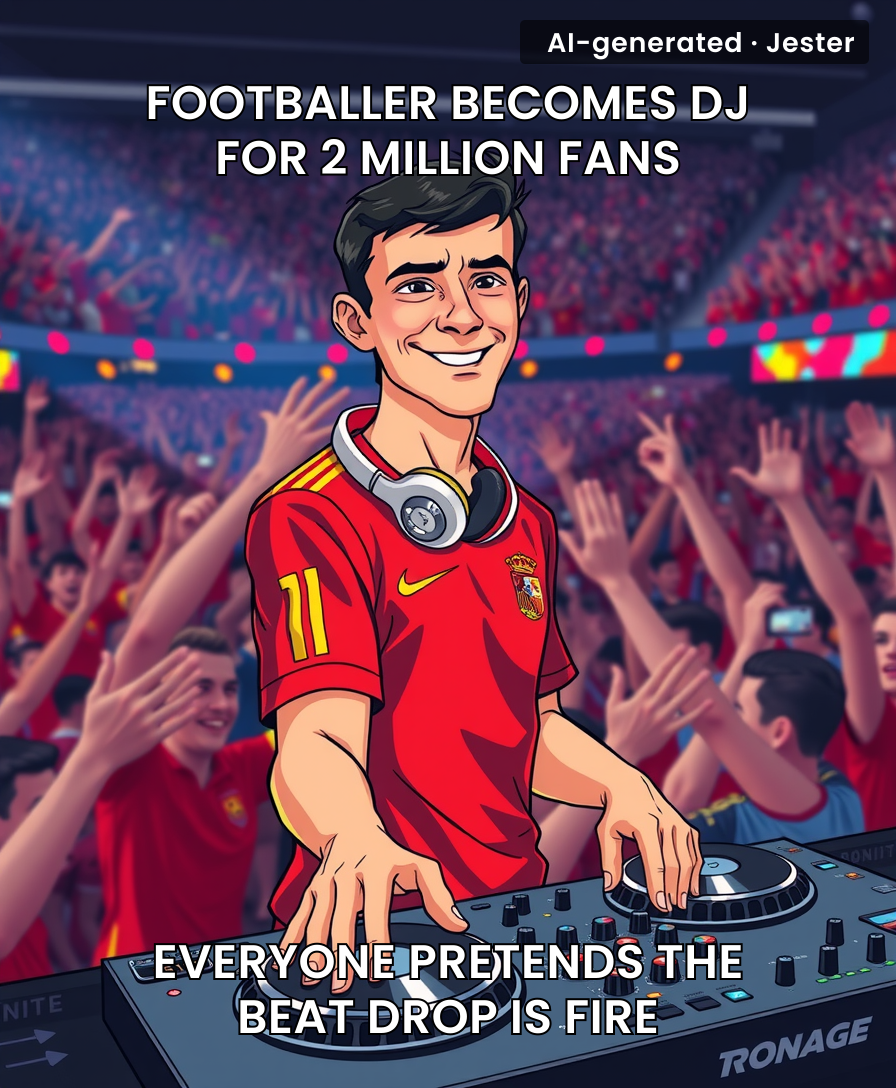 Somewhere, a professional DJ is watching this and realizing he should have learned to kick a ball instead.