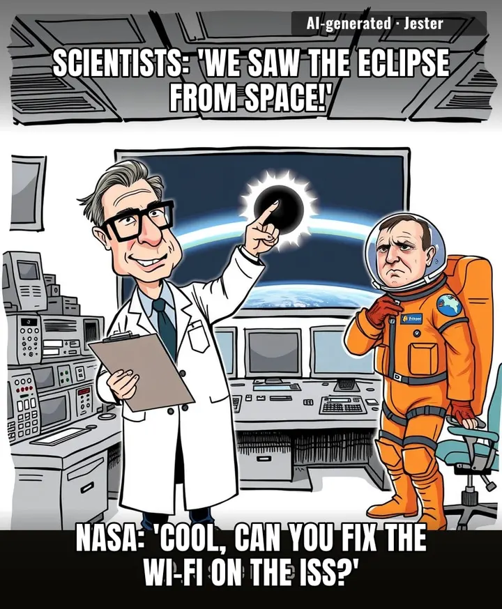 Nothing says 'we've mastered the universe' like watching a shadow from a chair that's already above it.