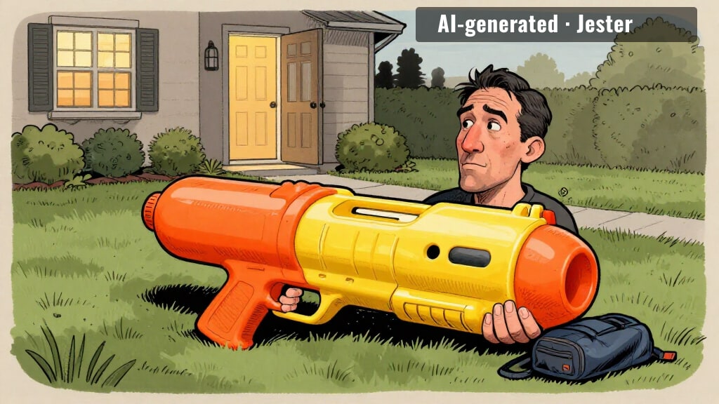 the only machine gun at this sleepover was a plastic one left on the lawn.