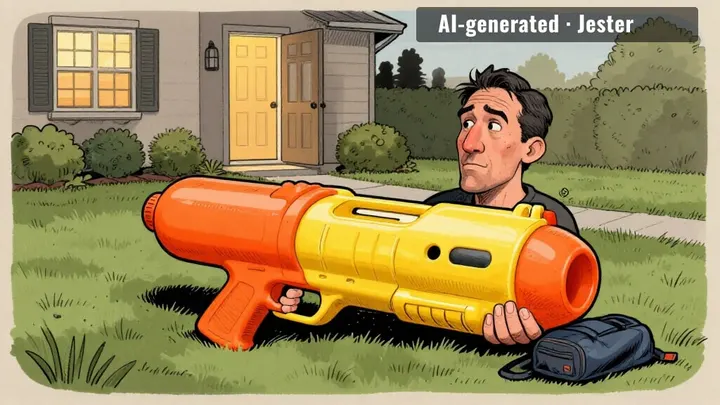 the only machine gun at this sleepover was a plastic one left on the lawn.