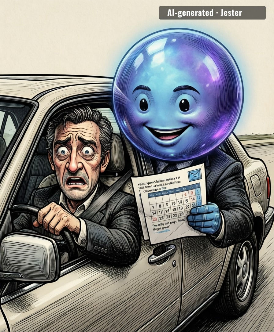 the car knows you're late because it read the email about being late.