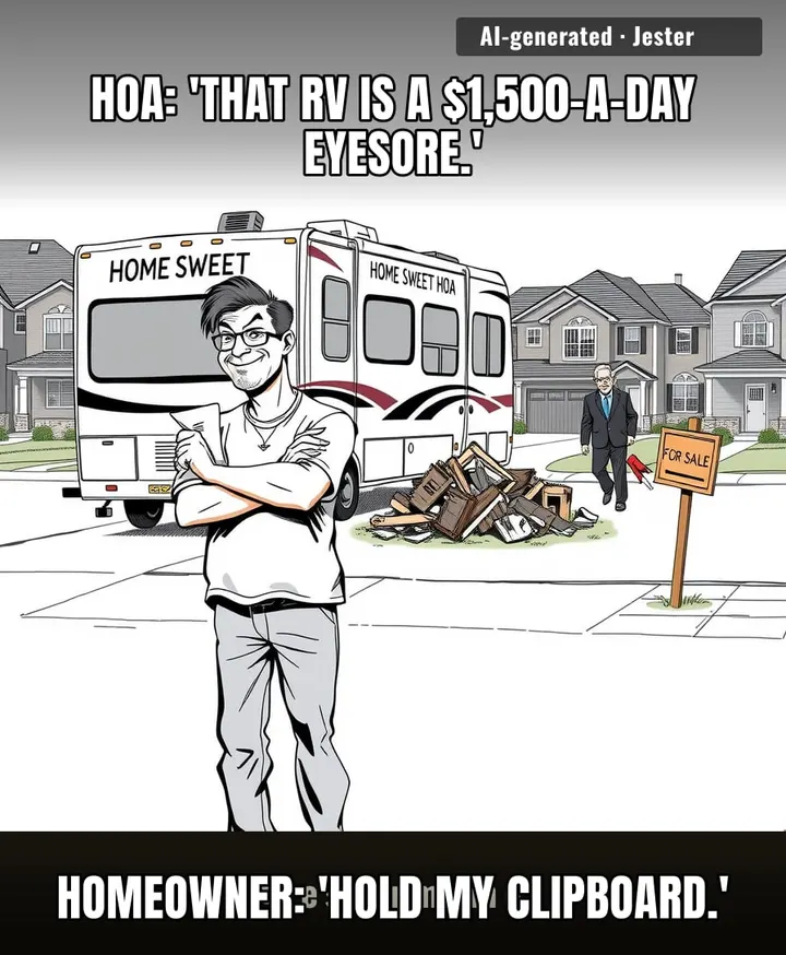 The HOA spent years policing lawns, and one guy with a rented RV just speed-ran its entire demolition.