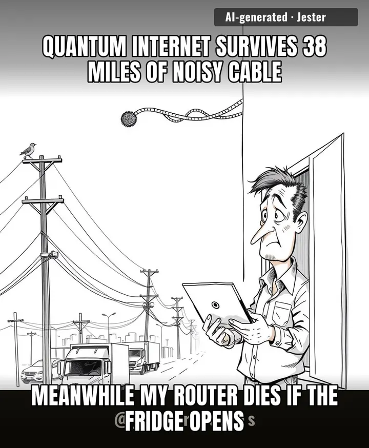 Entangled photons braved wind, traffic, and birds — meanwhile my 5G drops because a pigeon looked at the tower.