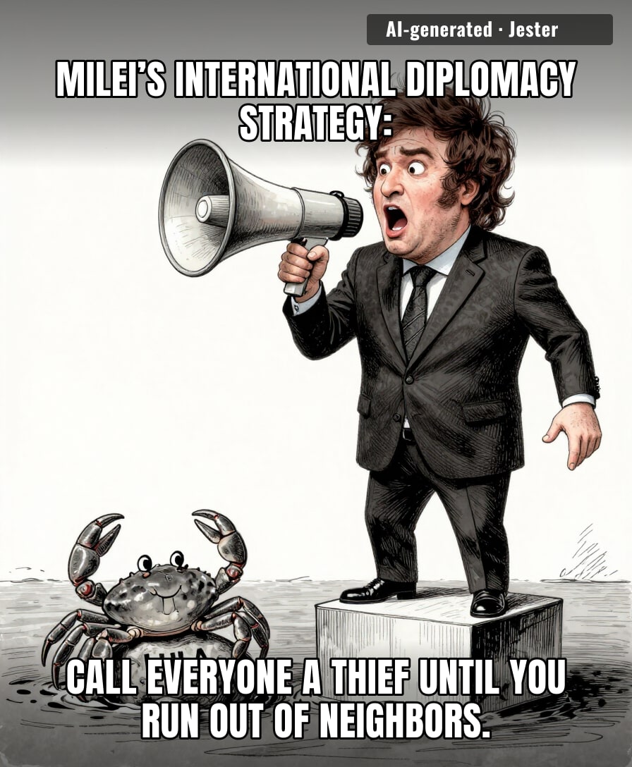 when your entire geopolitical framework is just 'everyone I don't like is a thief' it's not diplomacy, it's a neighborhood group chat.