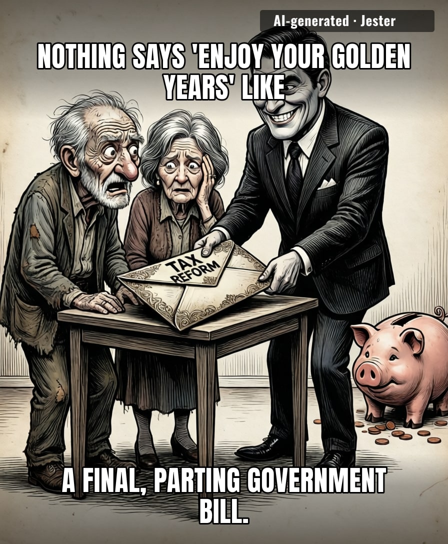 The government is really doing a 'death or bankruptcy' speedrun just to see which one clears out the pension fund first.