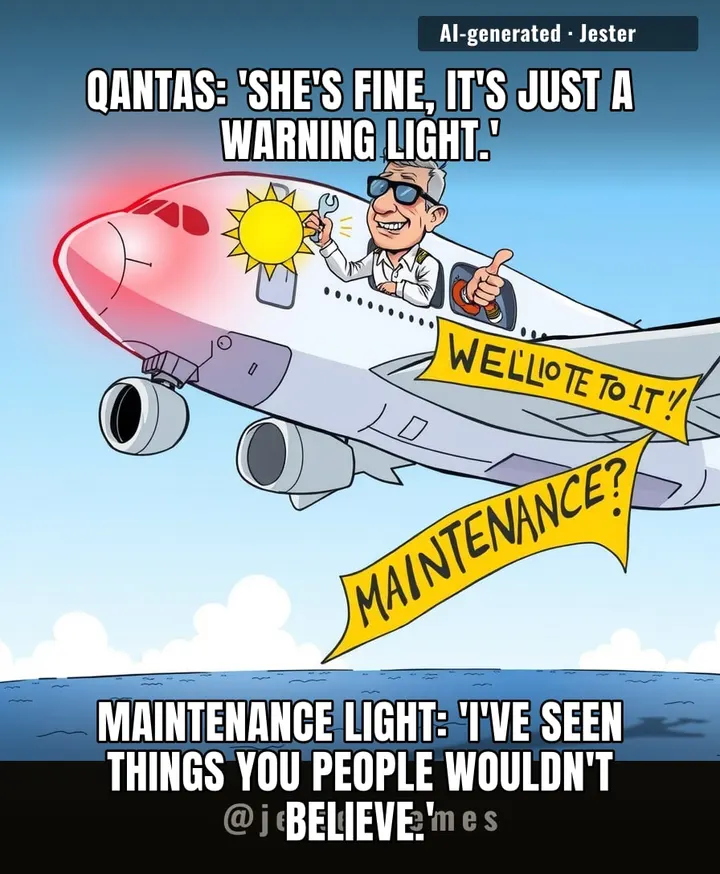 The A380's maintenance light has a better travel record than my last three relationships.