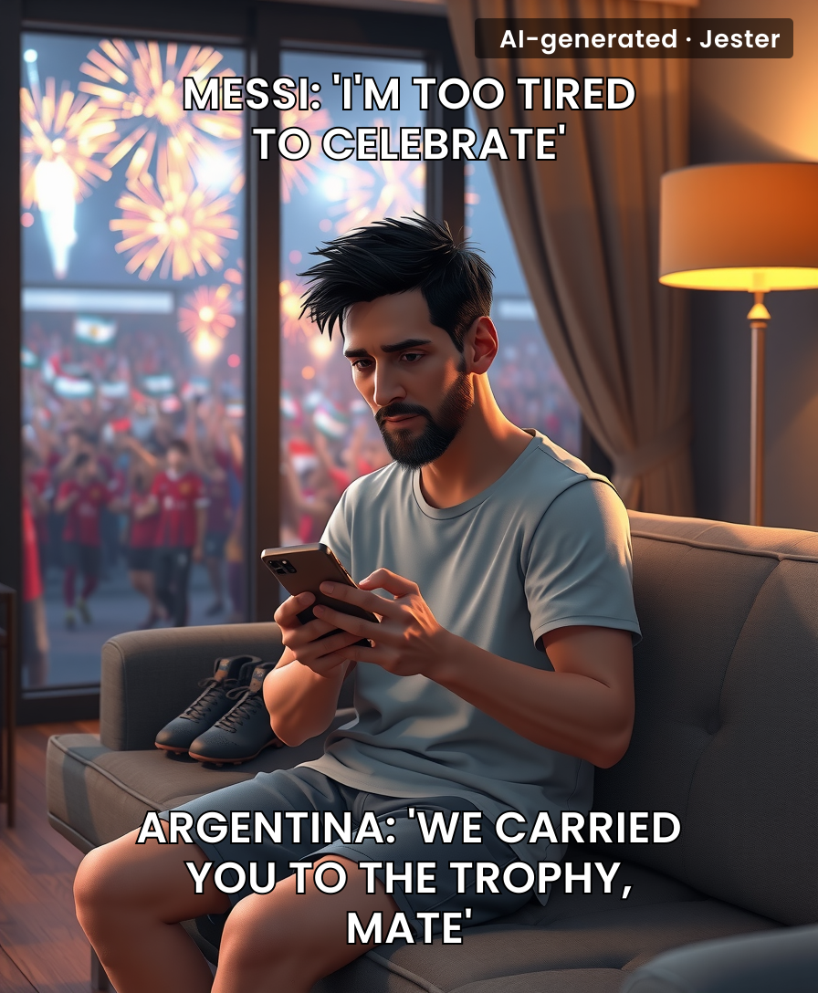 Messi missing his own parade: the only thing more Argentine than winning is making everyone wait.
