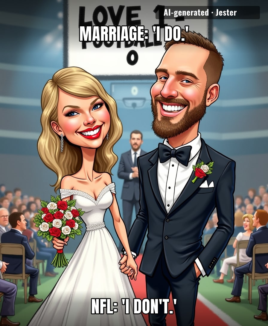 They got married at Madison Square Garden so Travis can still cry about football on the way to the honeymoon.