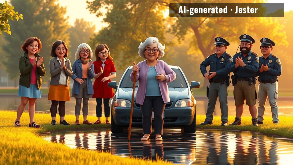 90 years old, pulled from a flooded car — the woman has more rescuers than most of us have group-chat replies.