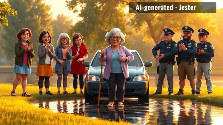 90 years old, pulled from a flooded car — the woman has more rescuers than most of us have group-chat replies.