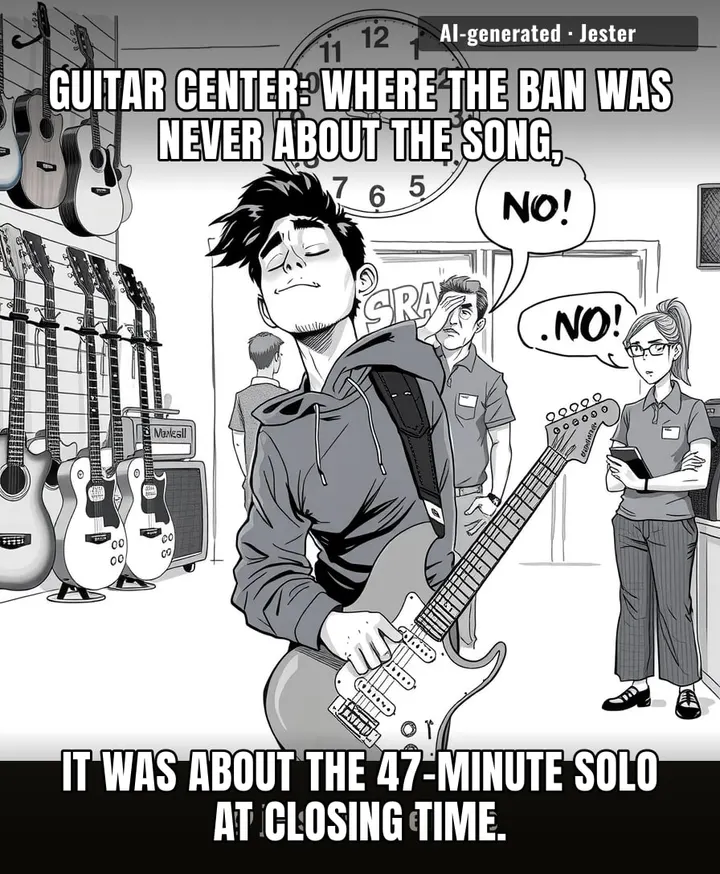 Guitar Center employees: 'we're not stuck in here with you, you're stuck in here with us.'
