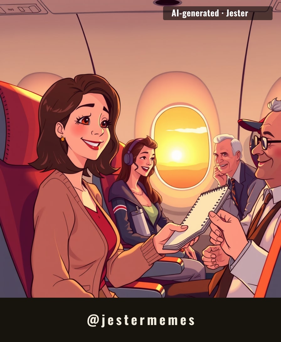 Every single person on that flight was on their phone. She handed them a notebook anyway.