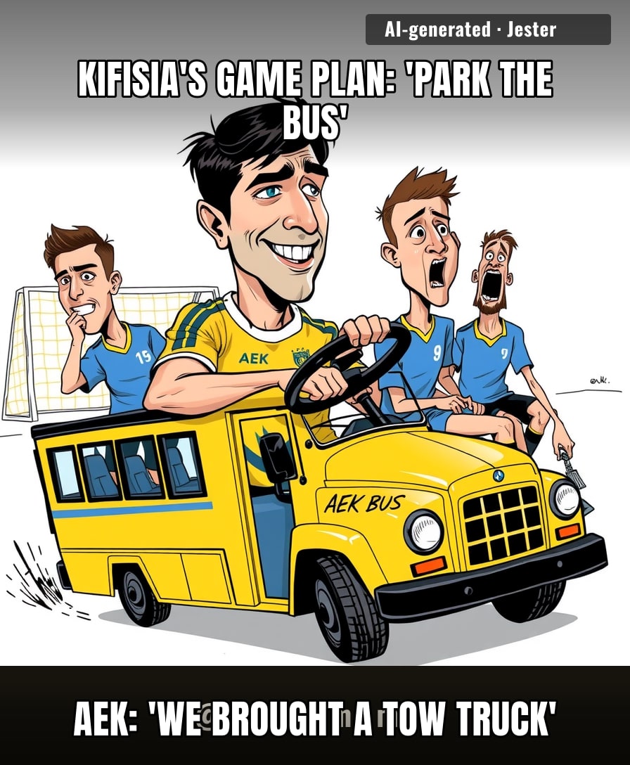 AEK fans watching Kifisia park the bus like it's a Ferrari, not a Fiat Panda.