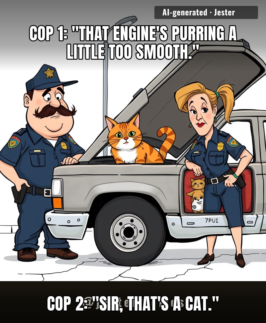 Twenty cats in a stolen truck—the only vehicle heist where the loot meows back.