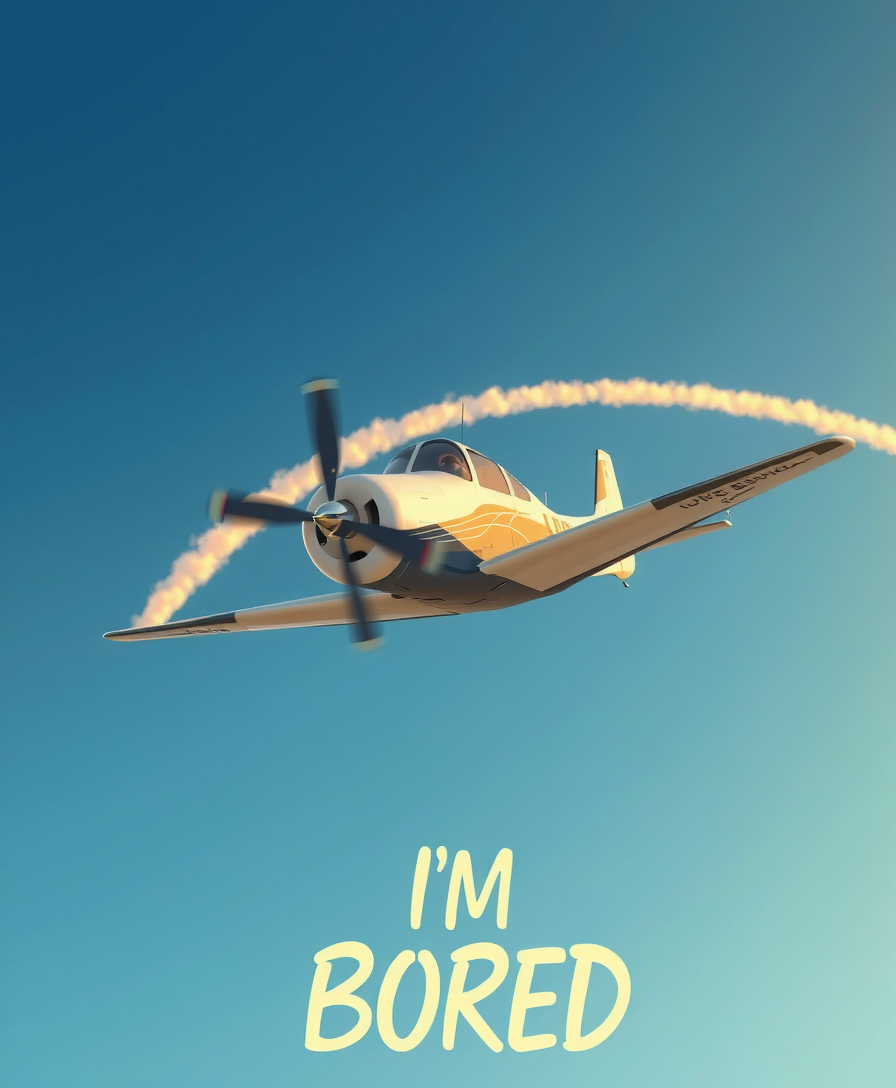 TEST FLIGHT. BORED PILOT. SKYWRITES 'I'M BORED.'