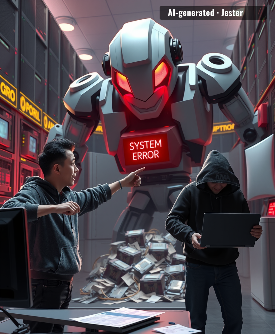 Nothing says 'responsible AI development' like blaming your own creation on an anonymous script kiddie.