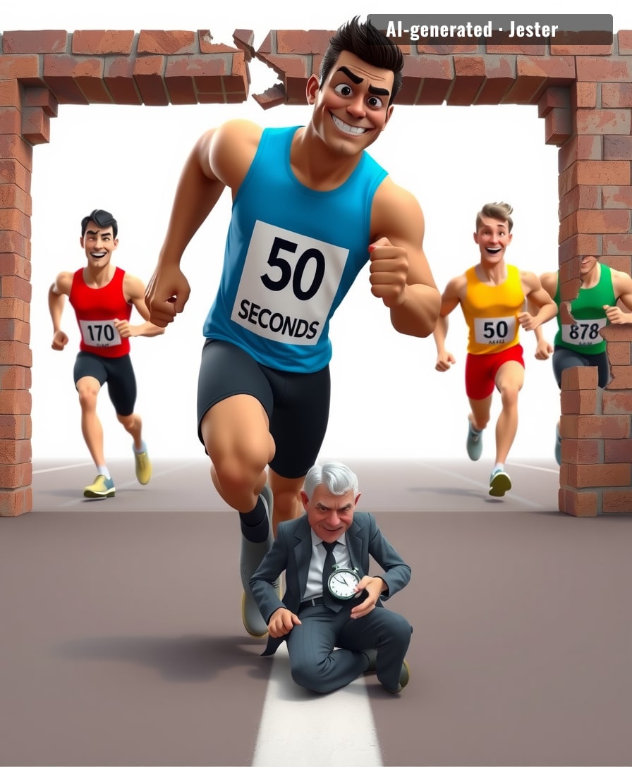 The 50-second barrier filed a restraining order after five athletes violated it in one afternoon.