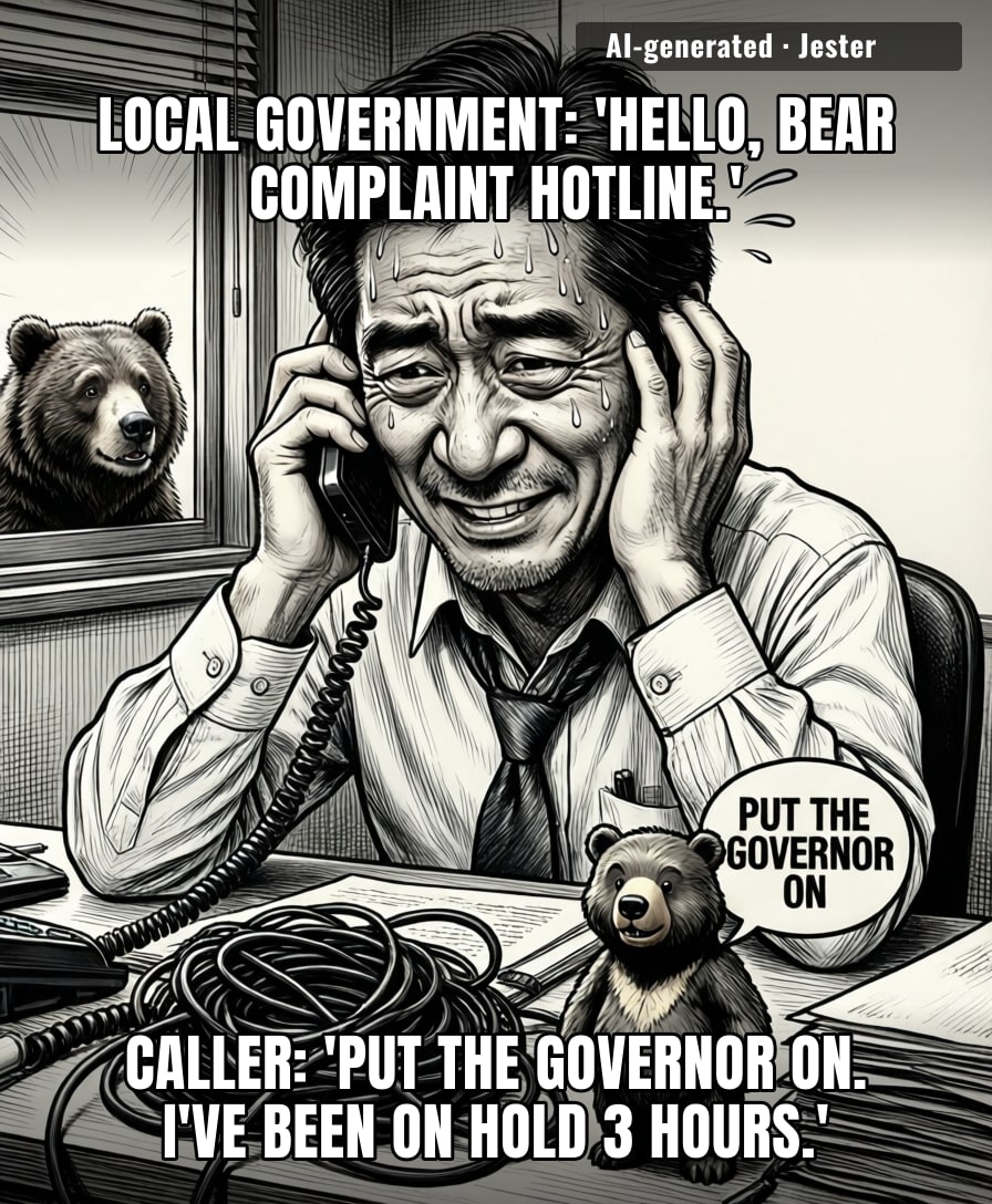 Japan's bears: 'We just wanted some apples, not a hostage crisis with the local council.'