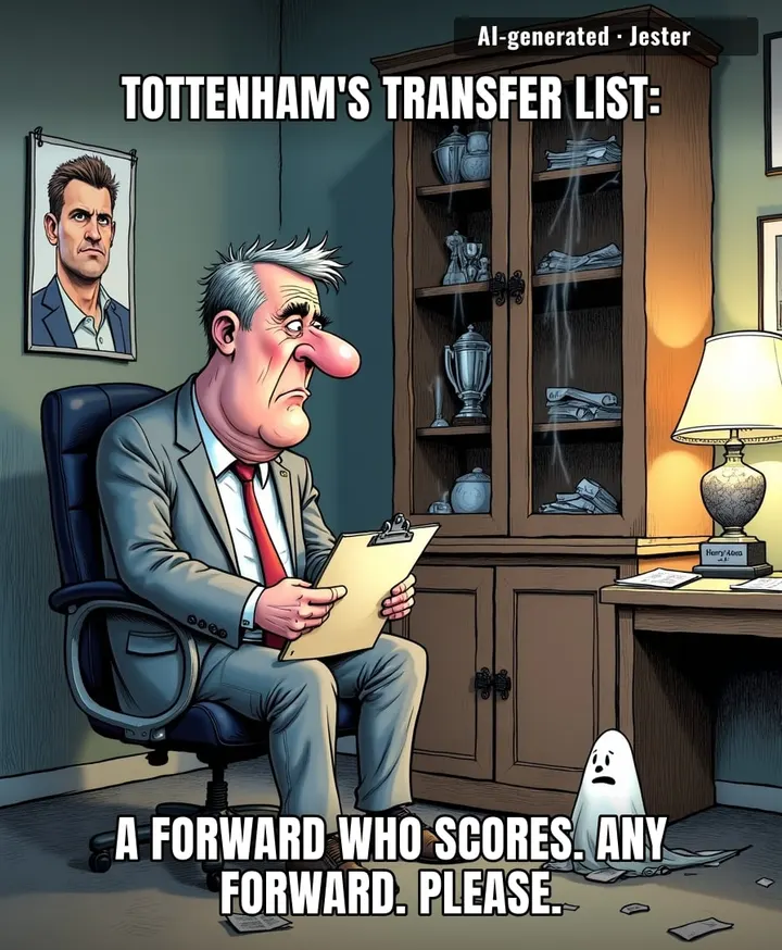 Tottenham scouting a striker who scores goals is like me scouting a job that pays rent—both end in disappointment.