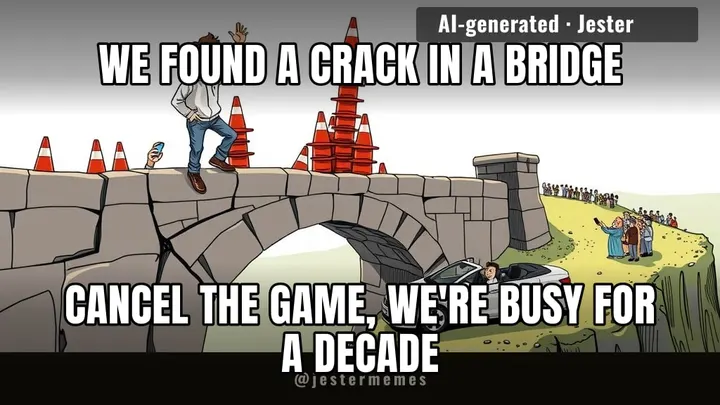 the bridge is broken because the community already got there.