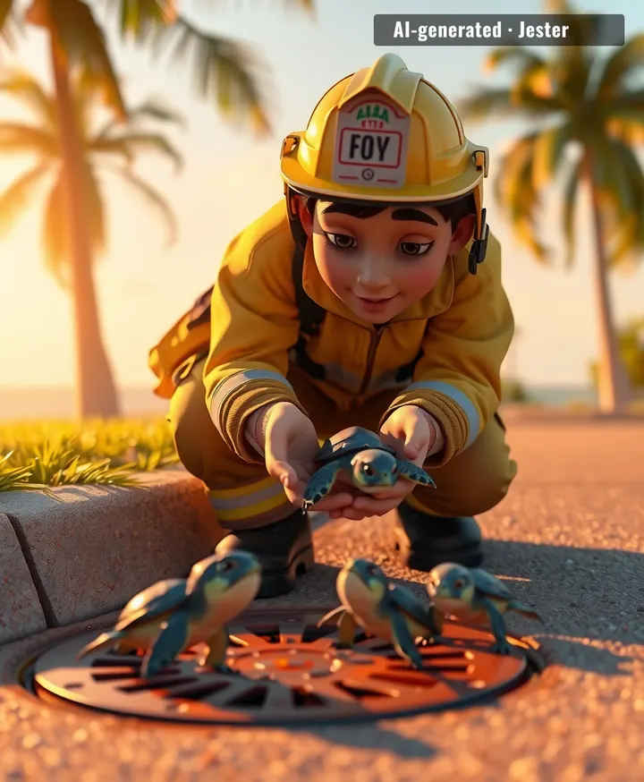 A dozen hatchlings just found out storm drains are not the express lane to the ocean.