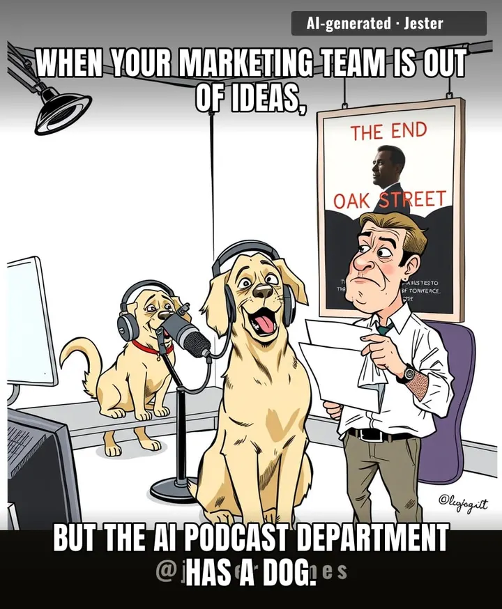 Warner Bros. spent millions on AI and the best they could do is a podcast where a dog gets treats for pretending to listen.