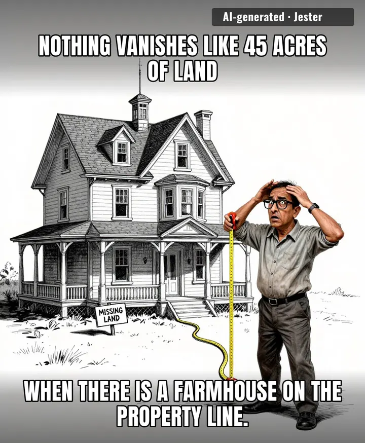 Forty-five acres is a strange amount of land to lose—it's not like you can just misplace a farm behind the couch cushions.