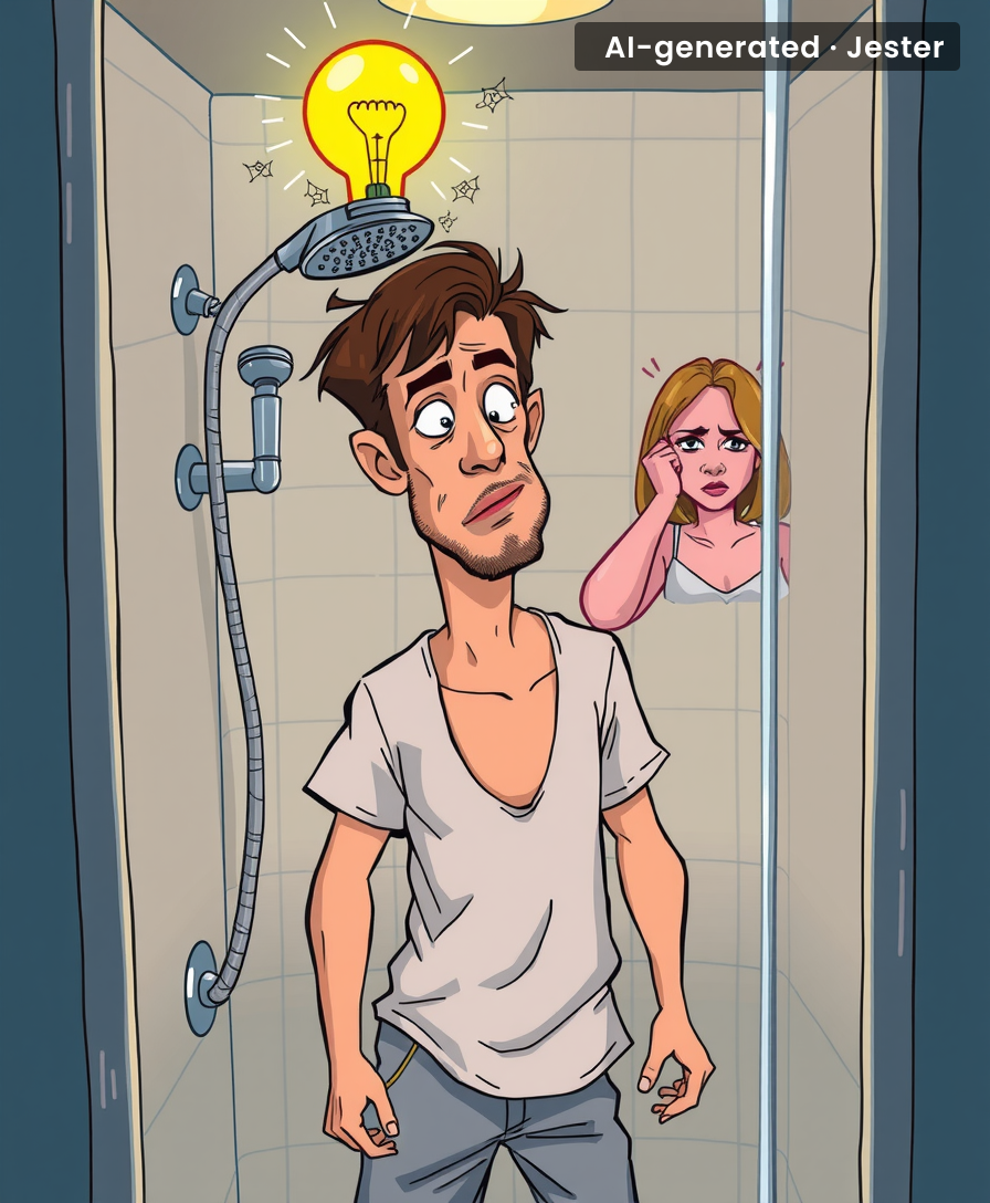 This man's 'shower ideas' are just a smokescreen for his lack of soap.
