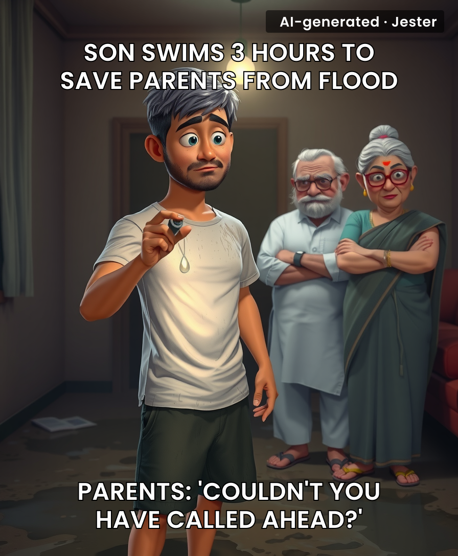 Indian parents: the only rescue mission that ends with the hero apologizing for saving them.