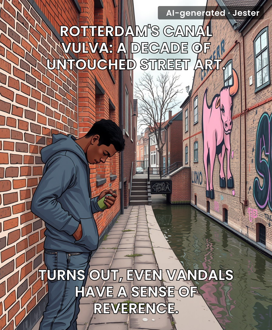 The only thing more shocking than a vulva on a canal wall is that no one has added a 'your mom' joke next to it in ten years.