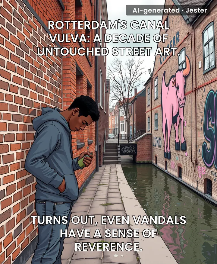 The only thing more shocking than a vulva on a canal wall is that no one has added a 'your mom' joke next to it in ten years.