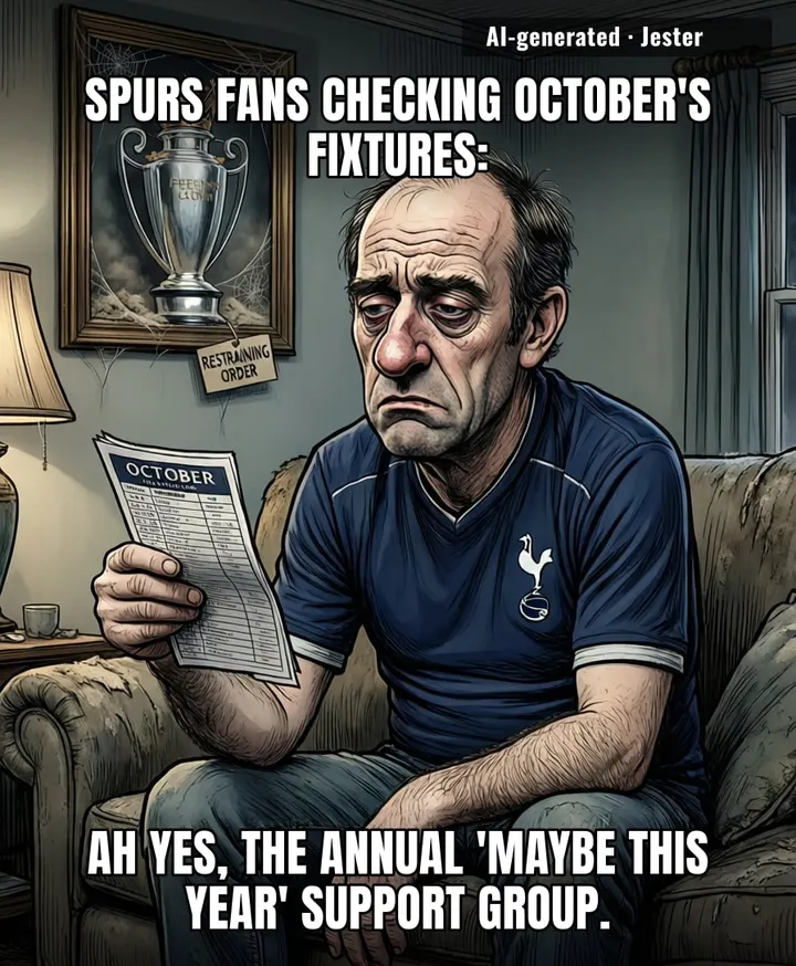 October fixtures are out, and Tottenham's trophy cabinet just filed a restraining order against 'hope'.