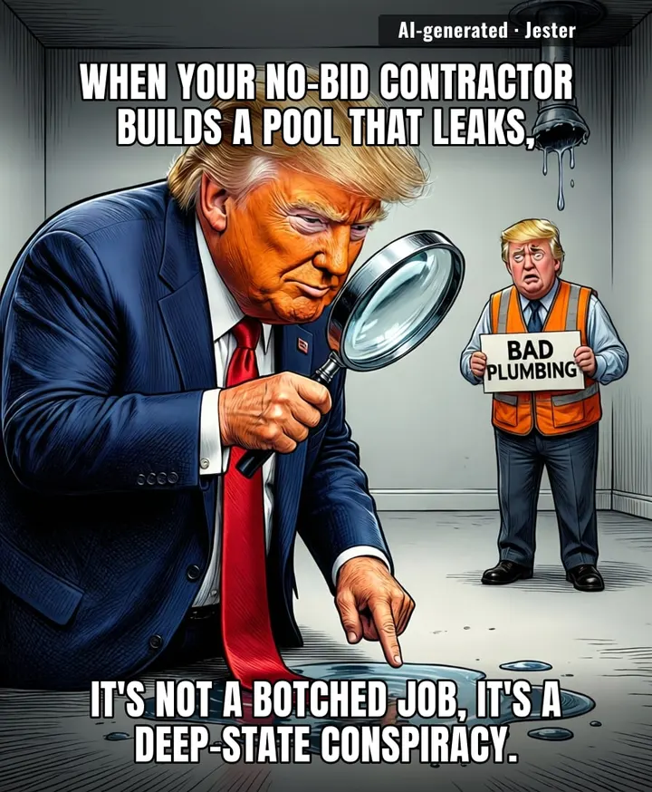 Trump is currently the only person in D.C. who thinks a leaky pool is a political manifesto rather than just a shitty plumbing job.