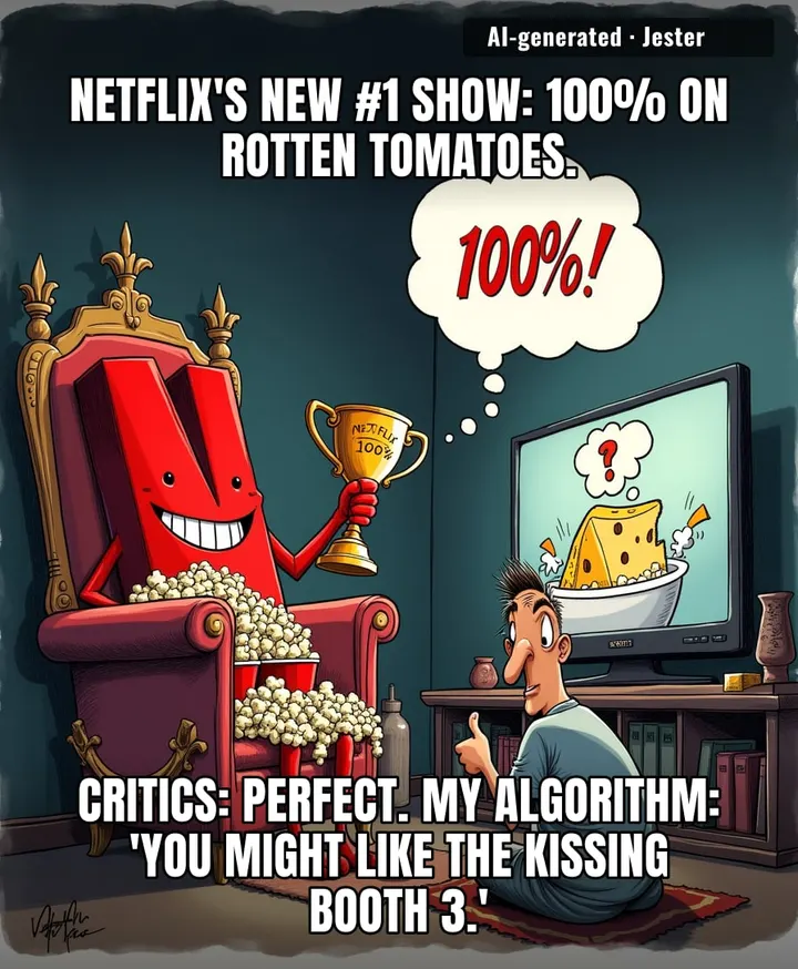 100% on Rotten Tomatoes and Netflix still thinks I want to watch a show about a cheese-obsessed detective who only solves crimes in a bathtub.