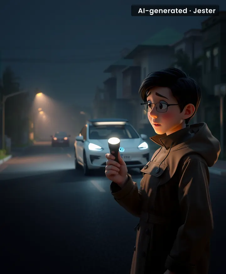 Turns out the only thing smarter than a Waymo car is a flashlight.