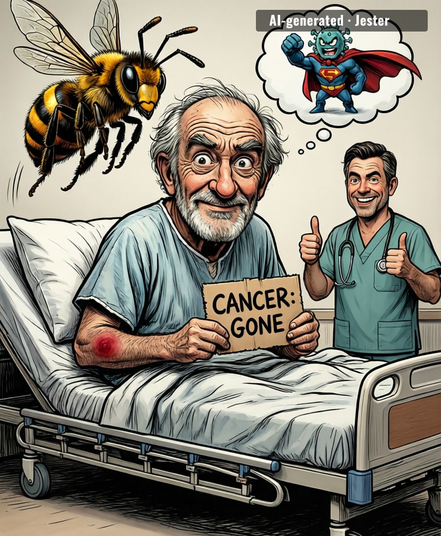 Man's immune system finally found a hobby — fighting cancer and bees — so it quit its job at the liver.
