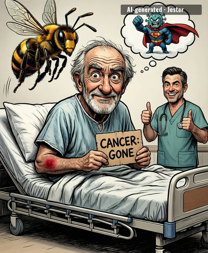 Man's immune system finally found a hobby — fighting cancer and bees — so it quit its job at the liver.