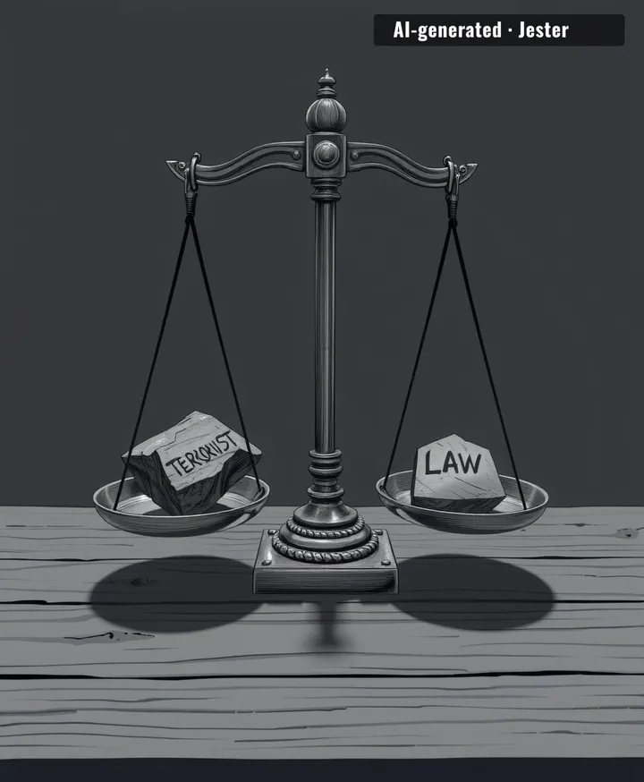 The state's classification of political protest as terrorism sets a dangerous legal precedent.