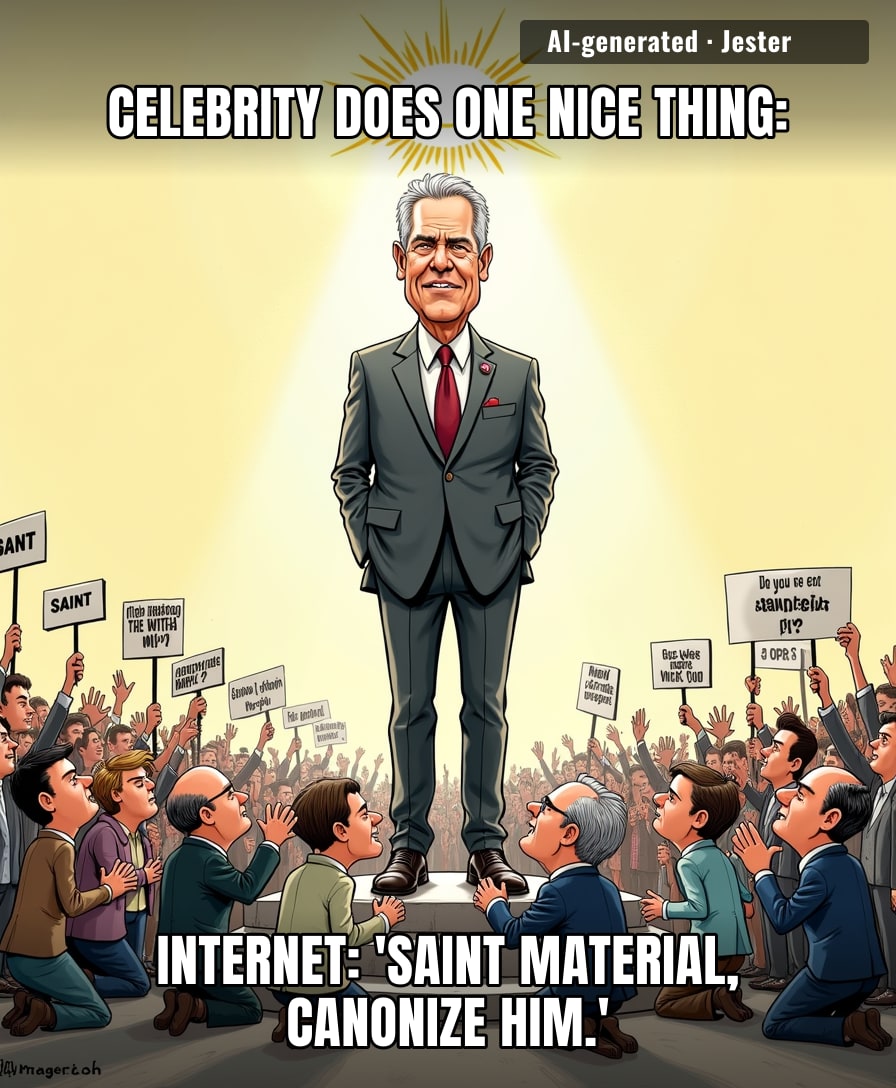 Celebs get sainthood for holding a door while we file taxes, floss, and still get called 'average.'