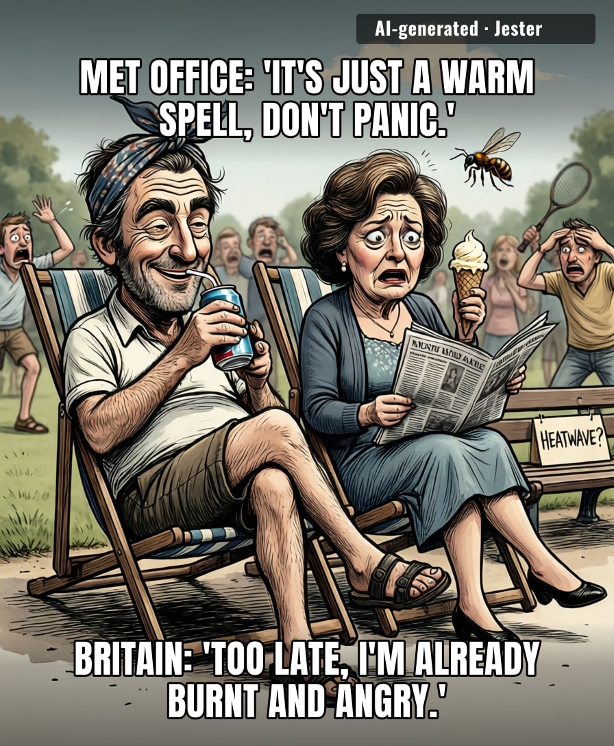 Britain sees 28C on the forecast and suddenly everyone's a Mediterranean goddess until the first wasp attack.