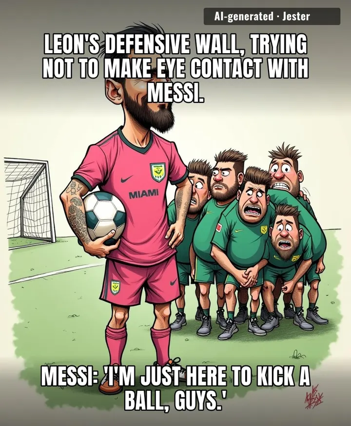 Leon's game plan: keep 9 men behind the ball and pray Messi gets bored and leaves.