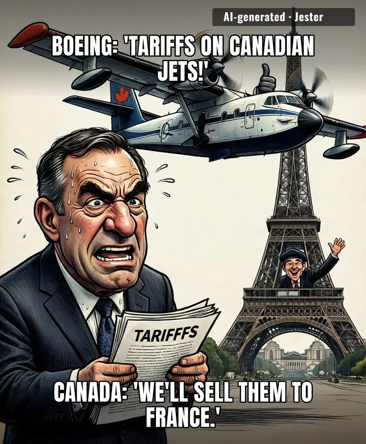 Nothing says 'free trade' like slapping 300% tariffs on a plane that outsells yours, then watching it fly off to France.