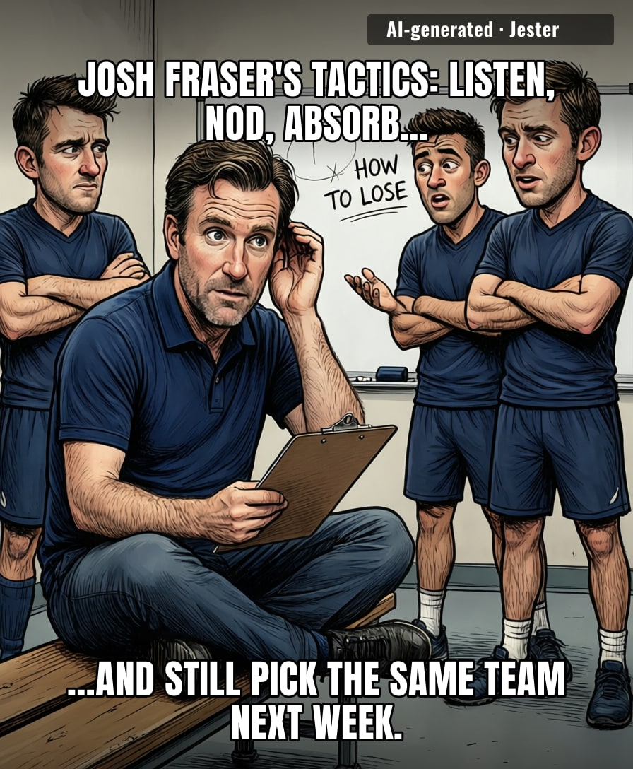 Coach Fraser's superpower is active listening, which is great for therapy but less useful when your team can't hit the side of a barn.