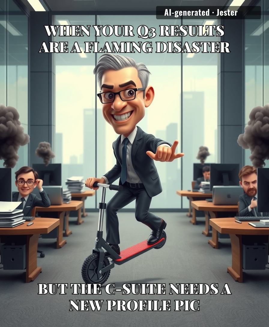 The only thing moving faster than the company's stock price right now is the CEO's desperate attempt to look fun and relatable.